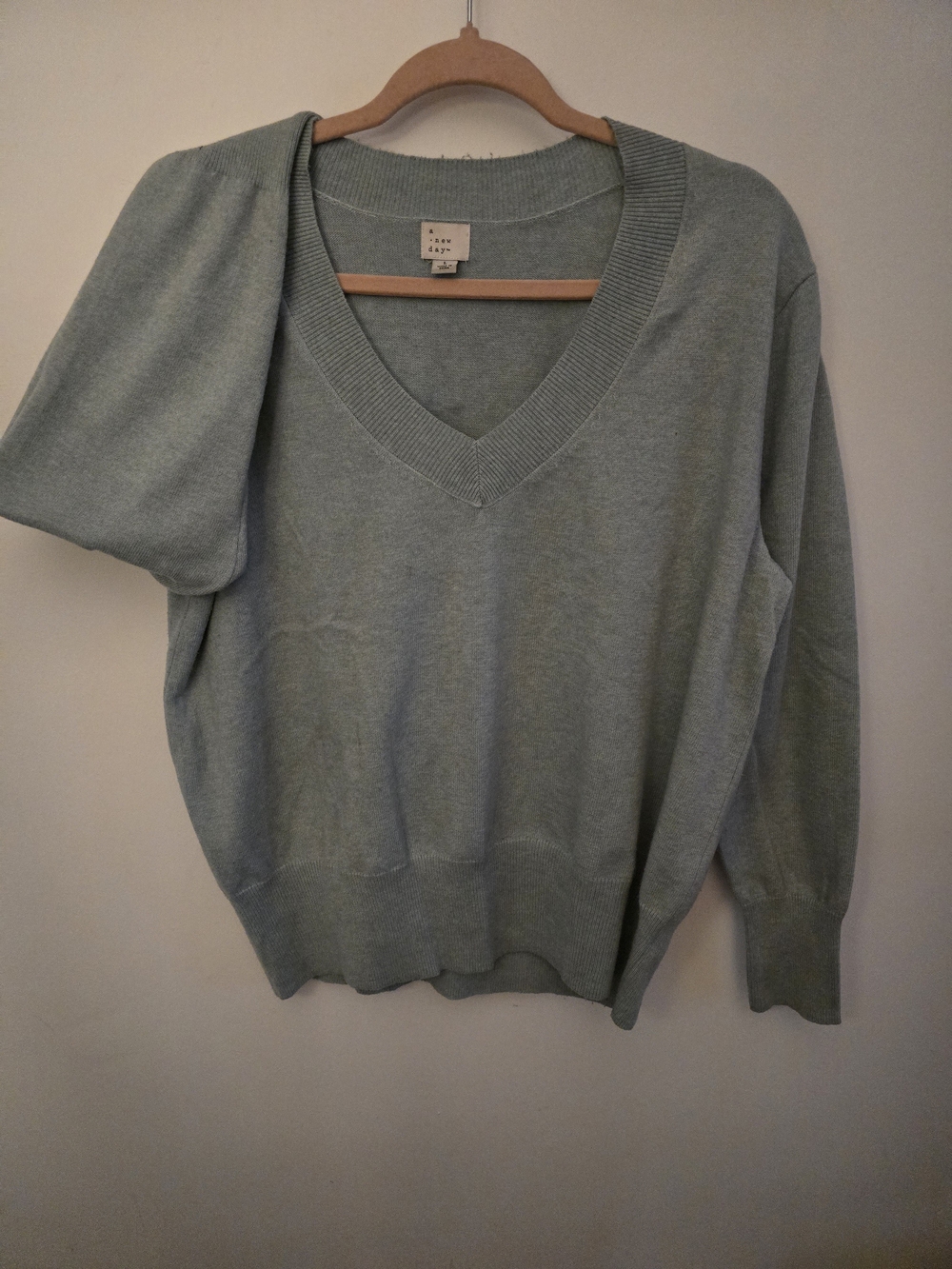 A New Day Sage Green V-Neck Sweater